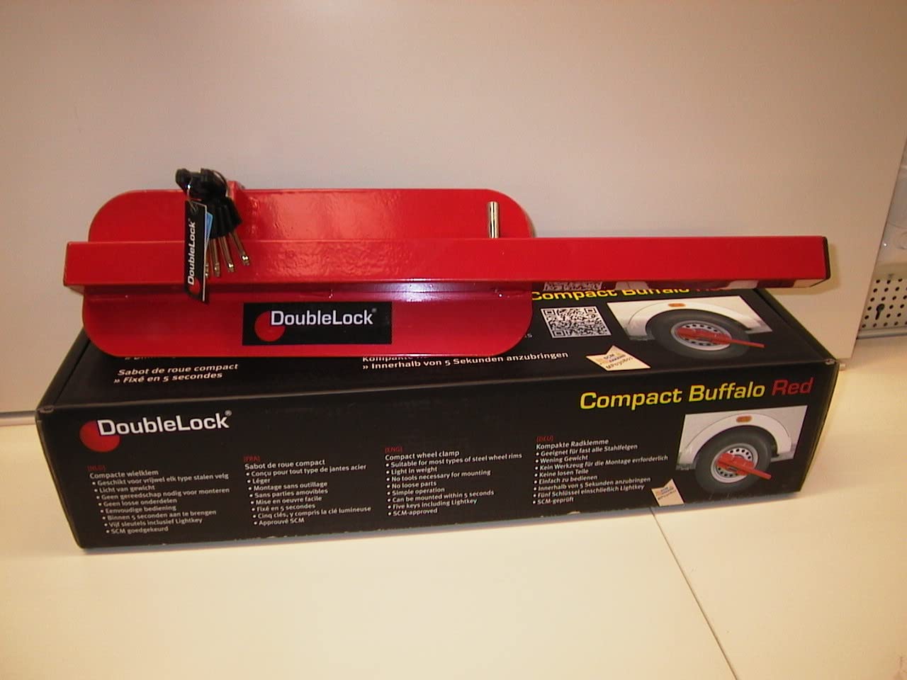 DoubleLock - Buffalo RED SCM - Verrouillage de sécurité - Fermeture robuste - Verrouillage en cinq secondes - Résistant aux intempéries - Homologué par SCM