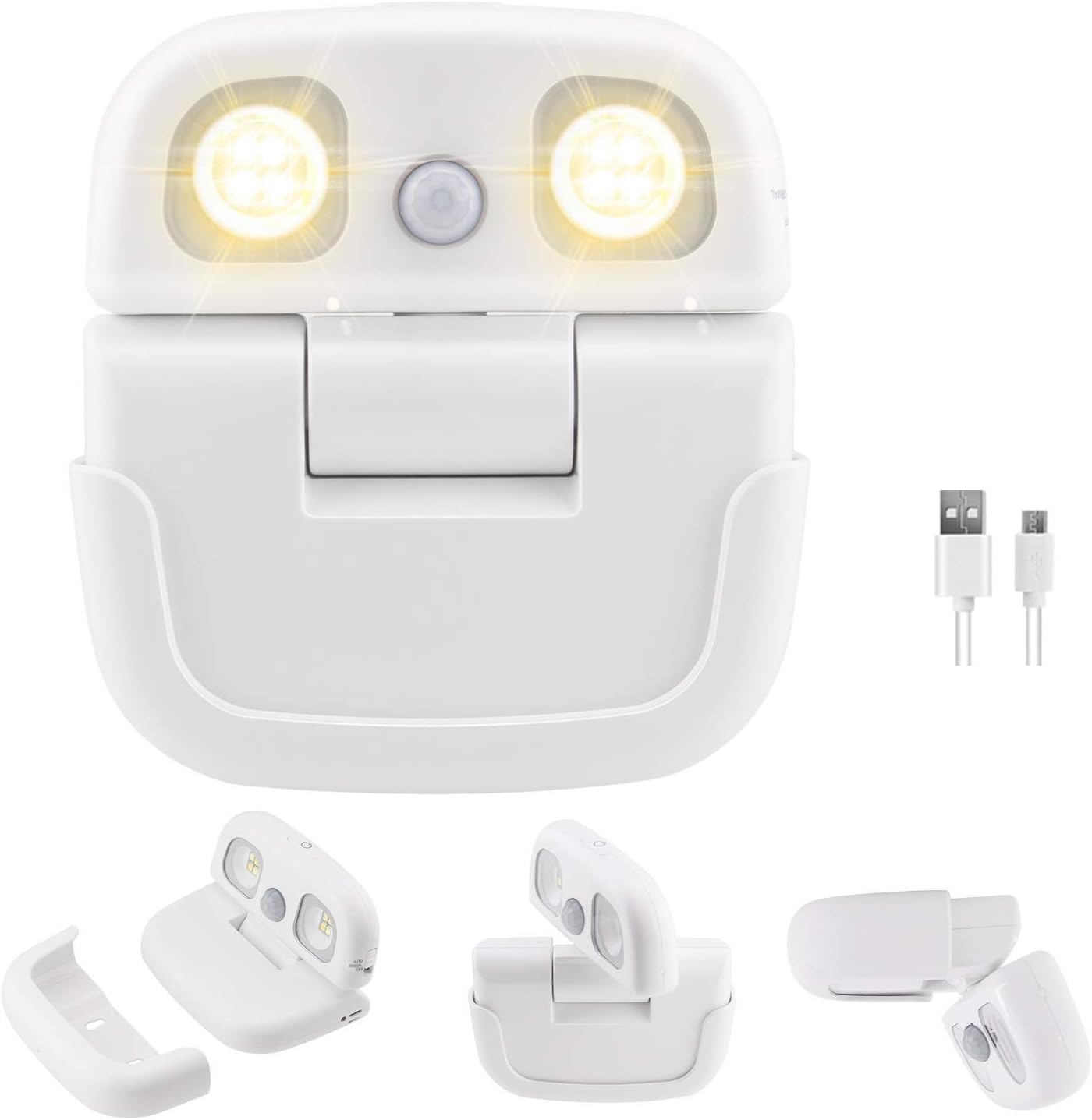 BIGLIGHT Wireless LED Motion Sensor Night Light, USB Rechargeable Closet Light, Rotatable Stick on Light for Bedroom Bathroom Kitchen Hallway Stairs Door Porch