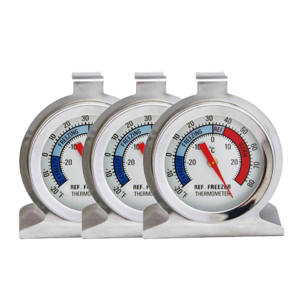 6pcs Sturdy Refrigerator Thermometer Set with Stainless Steel Material, Easy to Install and Carry, Applied Freezer Thermometer for Home and Office Use