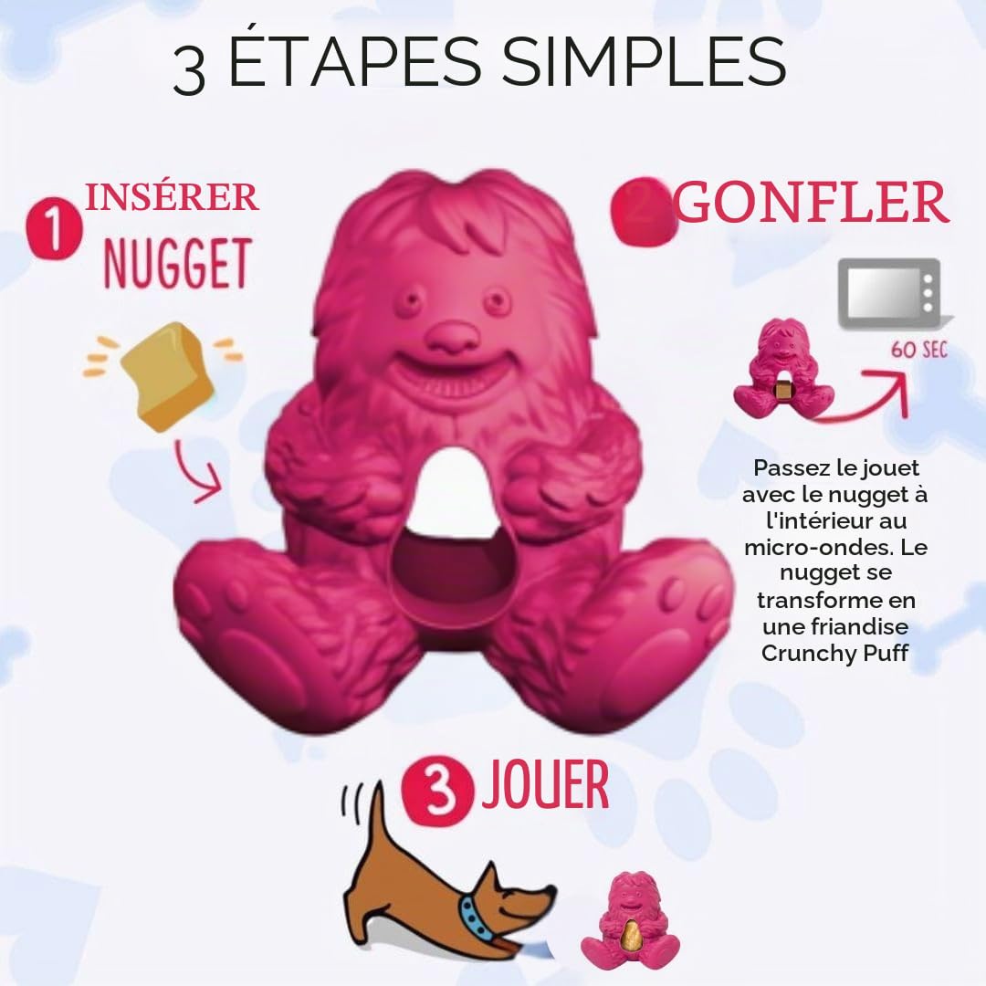 Yeti Puff and Play – Jouet interactif pour chien – Distributeur de friandises – Jouet à mâcher stimulant amusant pour la dentition, l'entraînement comportemental, apaisant l'anxiété, pour les mâcheurs