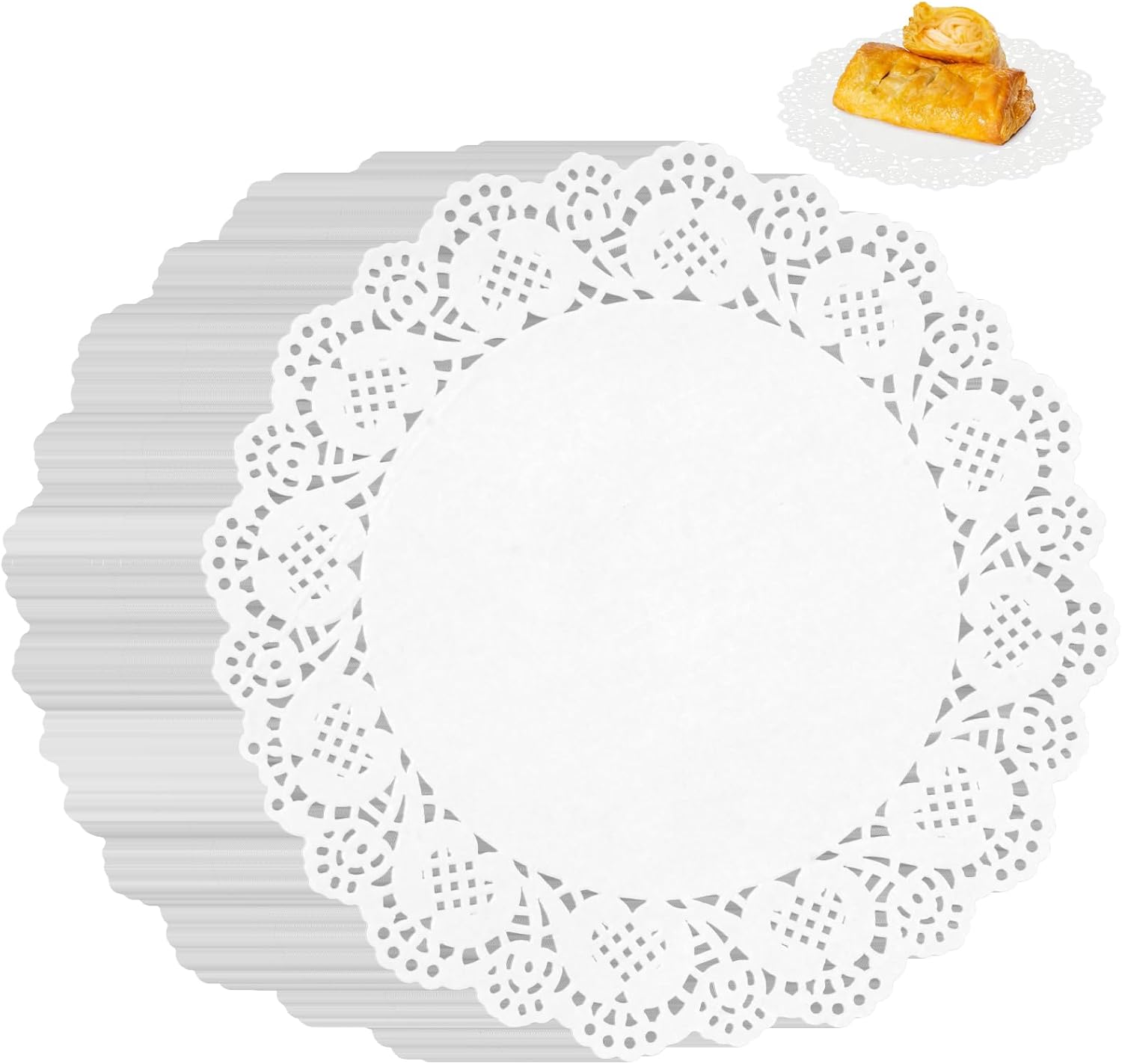 PECULA Paper Doilies, 200 Pack White Lace Doilies, 8.5 Inch