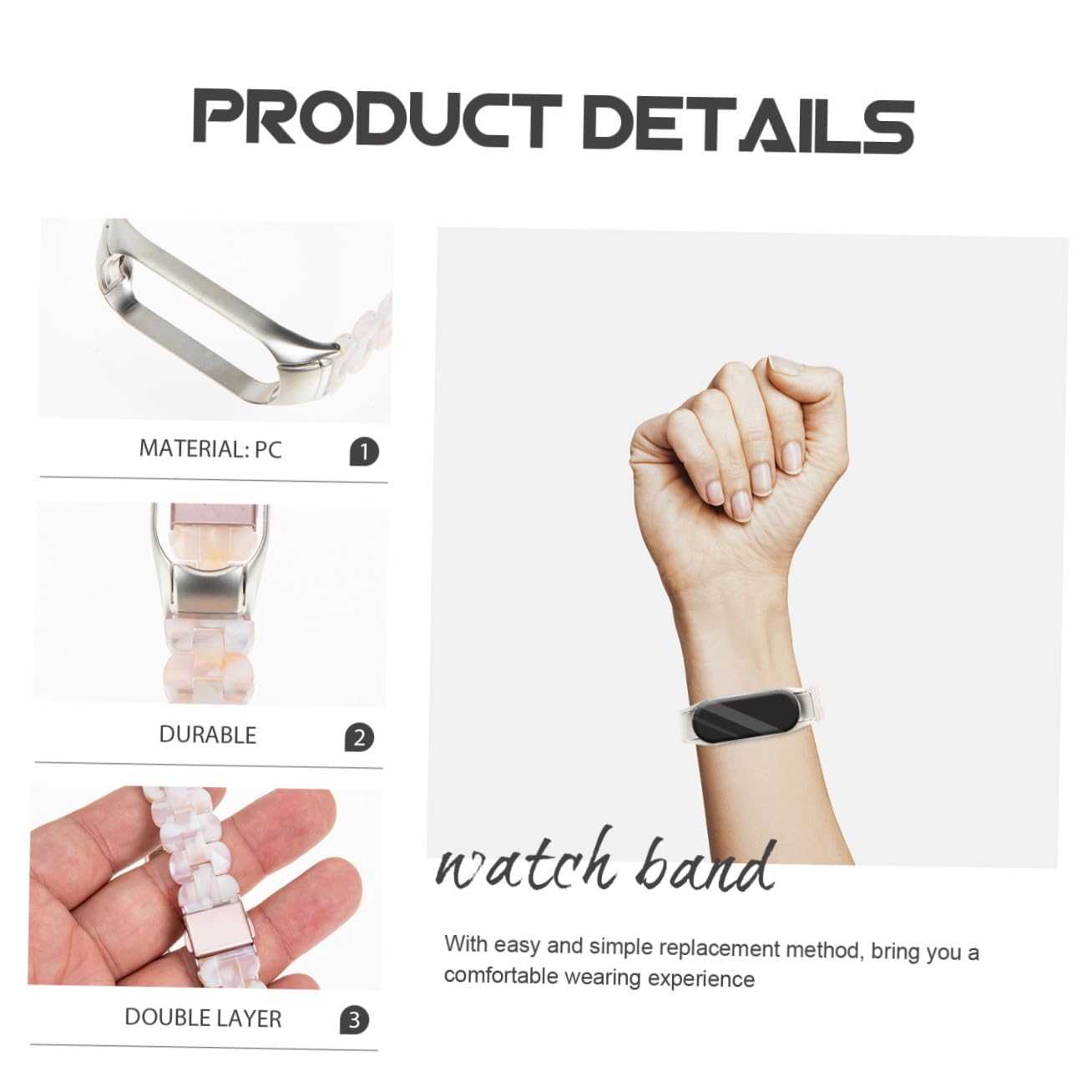 PartyKindom 2 Pièces Mi 5 6 Bracelet Bracelet Bracelet Montres Bande 5/6 Bandes De Sangle 5/5 Bande De Remplacement Forme De Fleur Résine Millet 5 Ceinture De Remplacement