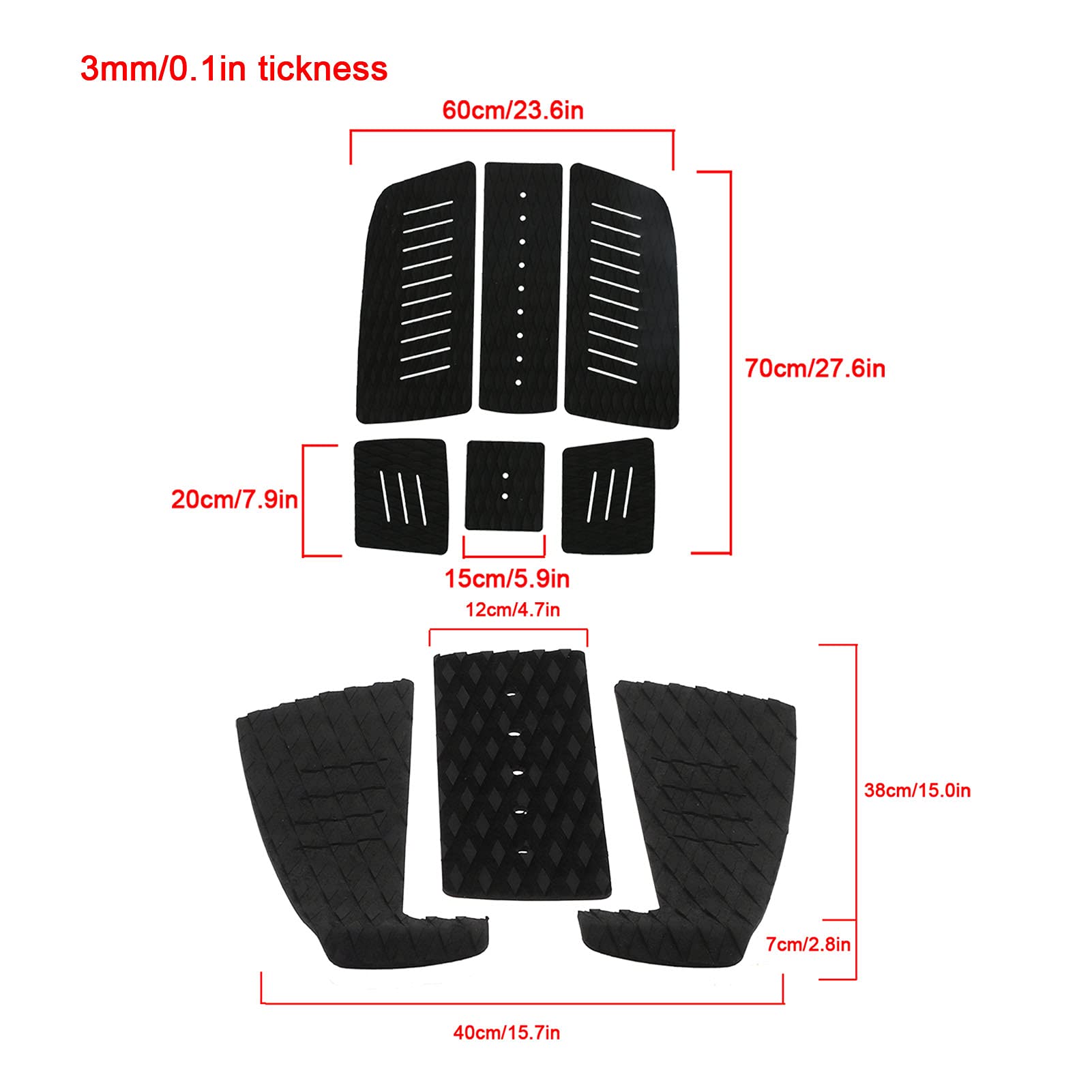 HERCHR Eva Surf Deck Pad, Antiscivolo Antiscivolo Tappetino per Tavola da Surf Pad per Coda da Surf Accessori Protettivi per Il Surf All'aperto per Longboard Paddle Board