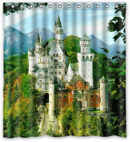 Novelty Design Neuschwanstein Castle Shower Curtain 66"x72" Waterproof Fabric Polyester-Comfortable Bathing Environment