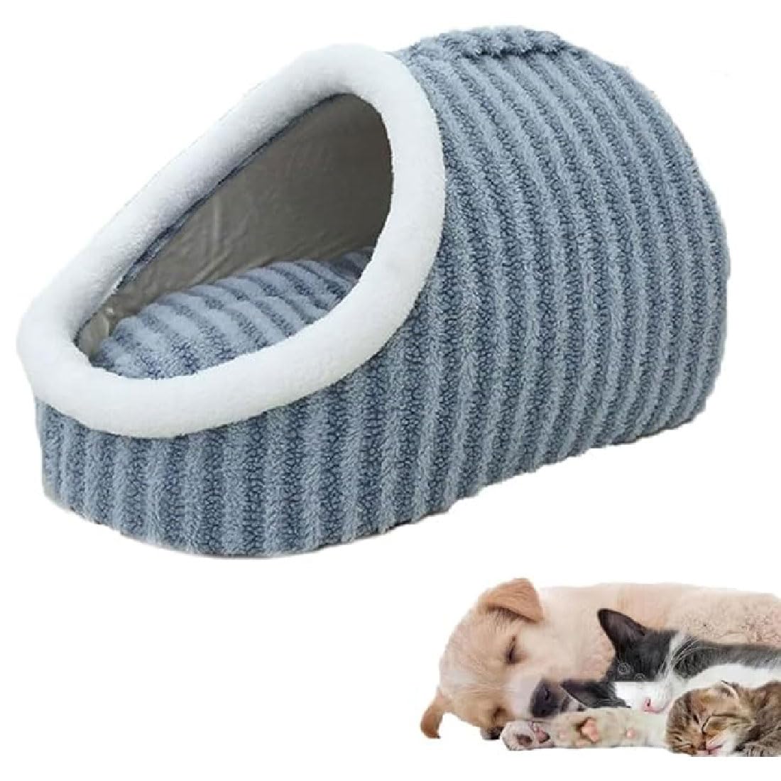 Zentric Cozy Hideaway Pet Bed,Cozy Pet Hideaway Bed for Dogs,Dog Bed with Cover Cave,Non-Slip Soft Pet Slipper Cave Bed,Indoor Pet Nest Bed,Removable Washable Beds for Small Medium Pets (Blue, S)