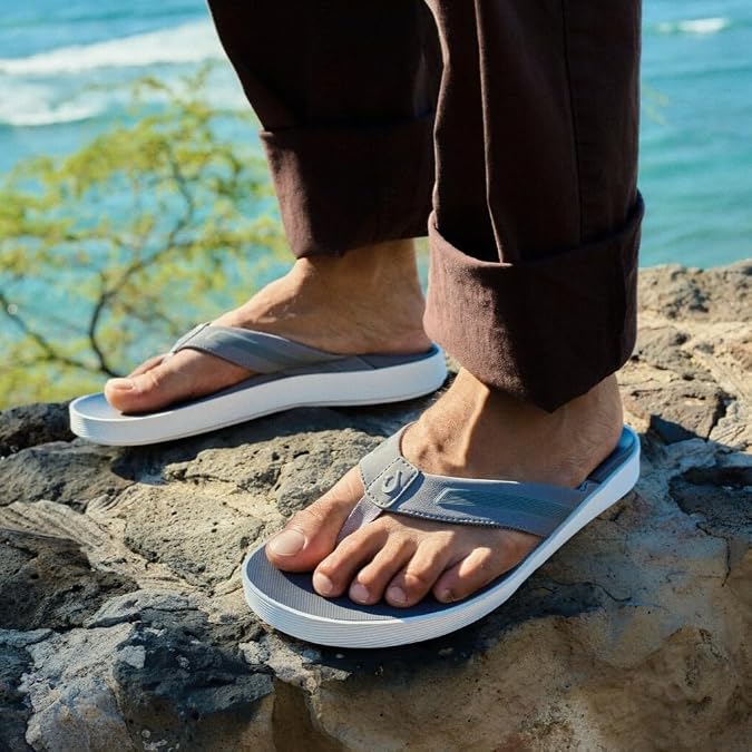 OluKai Leeward Men's Beach Sandals, Quick-Dry Flip Flop Slides | Water Friendly Versatility & Wet Grip Traction, Comfort Fit & Arch Support