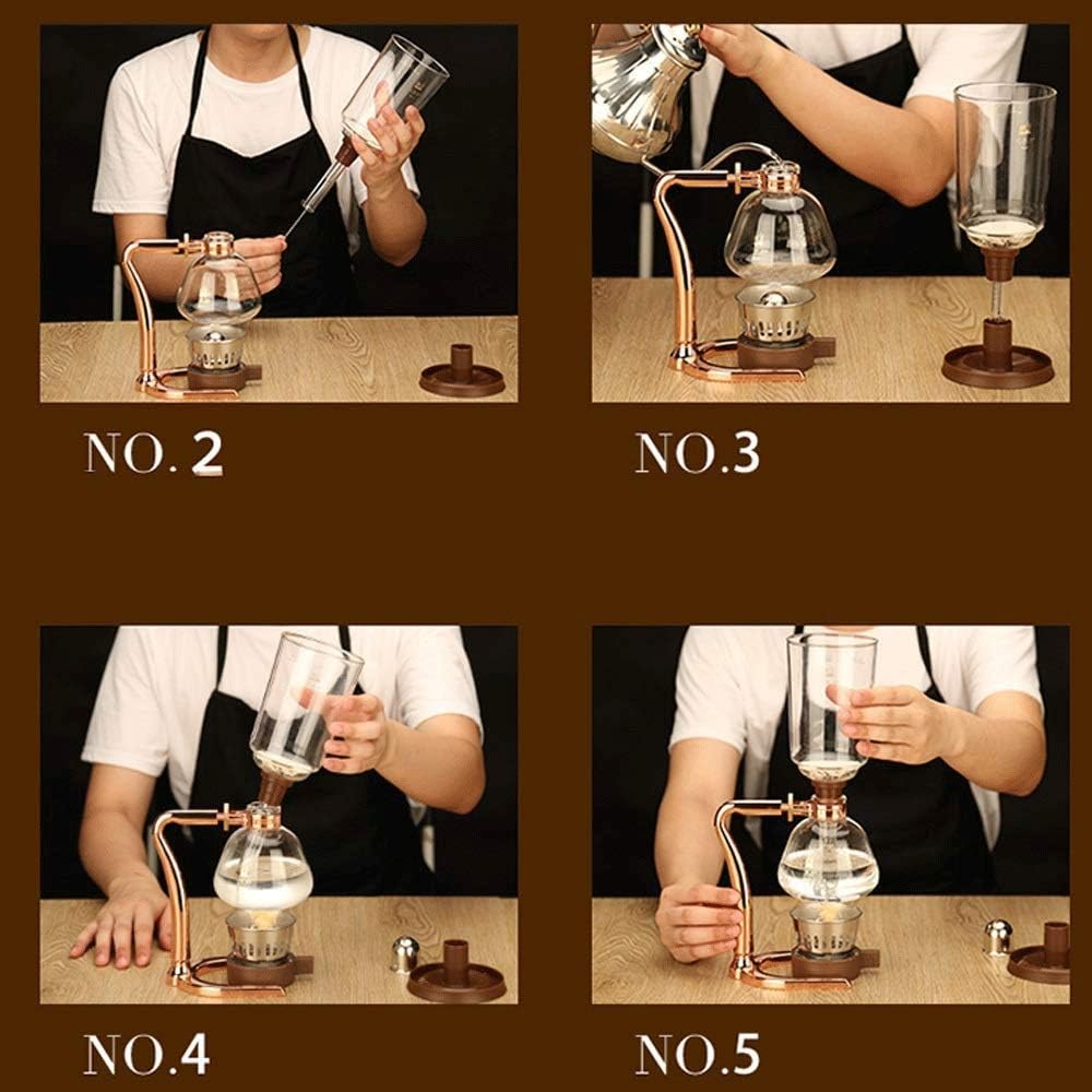 Coffee machine manual coffee pot siphon household siphon pot set glass coffee machine coffee machine manual grinder(E)