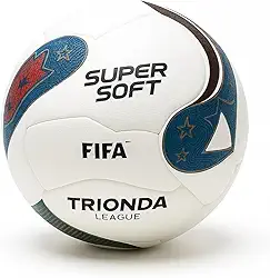 Trionda Super Soft Bola de Futebol, Tamanho 5, PU Costurada, Branca e Azul, para Treino e Jogos Oficiais, Inspirado na Copa 2026