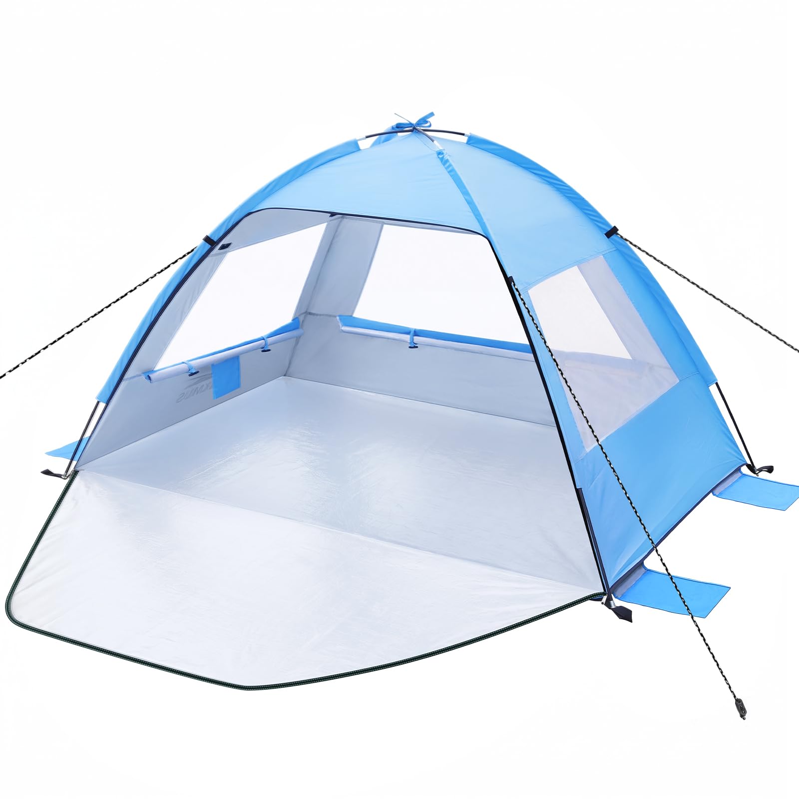 Tente de Plage Anti-UV 50+ Portable pour Bébé et Adulte - Abri de Plage Coupe-Vent (Bleu Lac, 185x120x110cm)