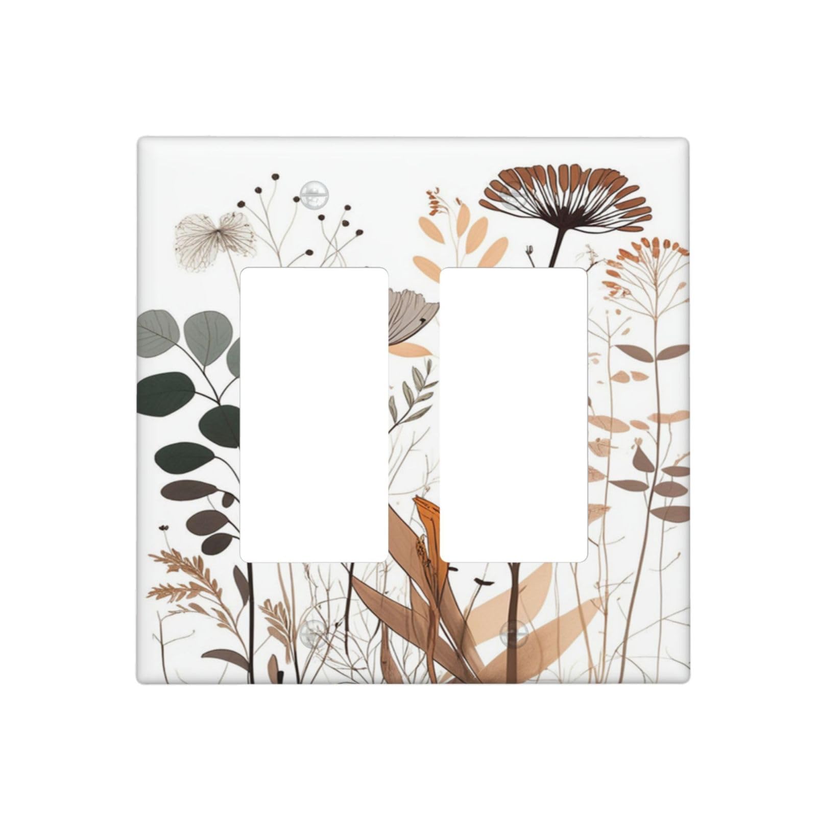 Placca di copertura per interruttore della luce, moderna e minimalista, motivo floreale, bohémien, 2 gang, doppia presa a bilanciere, piastre decorative da parete elettrica, presa GFCI per