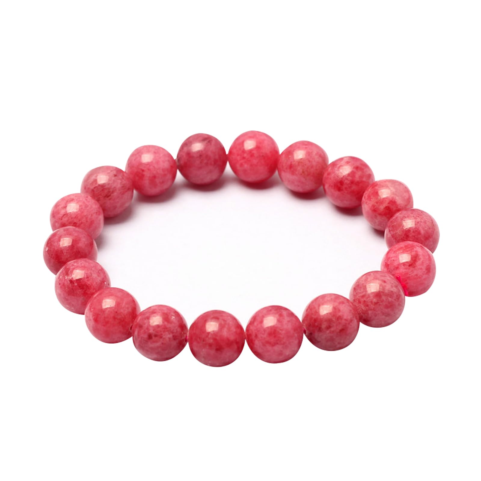Natürliches rosa Rhodonit-Armband mit runden Perlen, Kristall-Edelstein-Armband, Naturstein-Perlen-Chakra-Armband, Kristallheilung, Geburtstagsgeschenke für Frauen,10mm