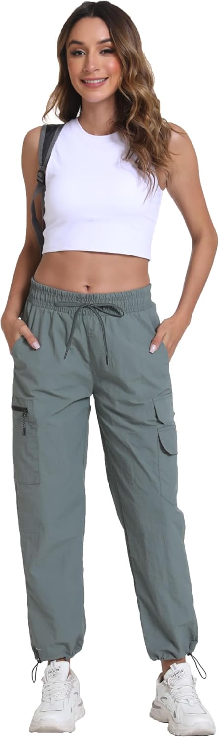 Rrosseyz Women's Hiking Pants with Pockets - Lightweight Water Resistant Joggers Cargo Pants for Casual Travel Golf Outdoor