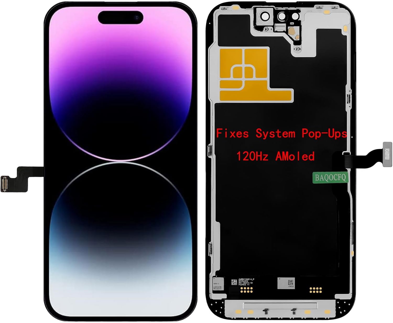 【Fixes System Pop-Ups】 OEM-Grade Quality for iPhone 14 pro max Screen Replacement,6.7Inch Promotion 120Hz AMOLED Display, Equipped with 3D LCD Touch Digitizer, Protective Film and Repair Tools