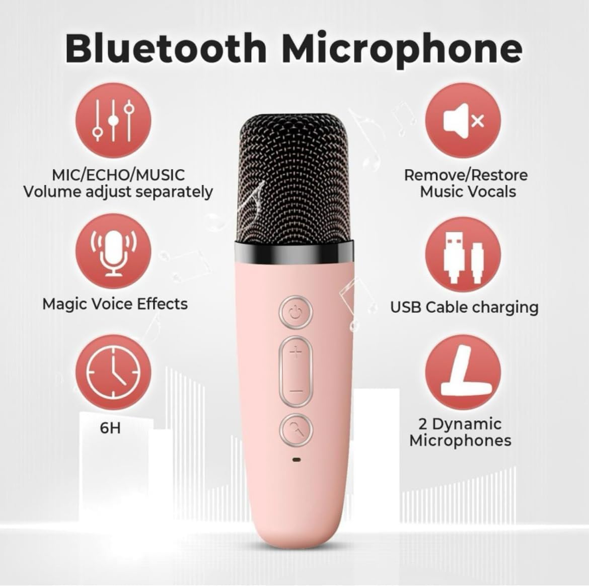 k12 Portable Karaoke Set with LED Bluetooth Speaker and Wireless Microphone/Multi Colour - Image 4 thumbnail
