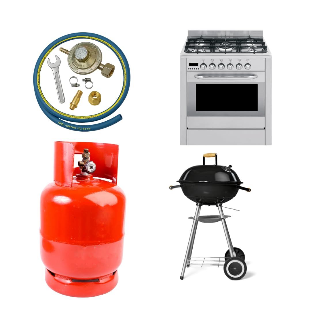 Kit Regolatore Gas GPL 30 mbar – Completo con Tubo da 2m, Fascette, Chiave Gas e Raccordo W20x1/4” – per Uso Domestico e Campeggio