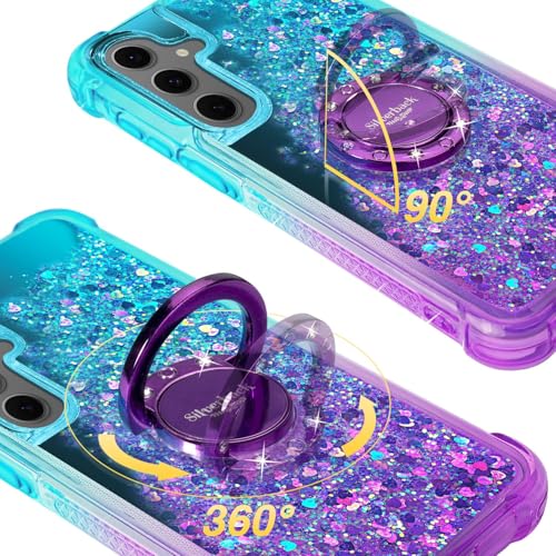 Silverback for Samsung Galaxy S25 FE Case, Moving Liquid Holographic Glitter Case with Ring Stand, Girls Women Bling Diamond Slim Protective Case for Galaxy S25 FE - Purple by Silverback - Used condition - Image 2