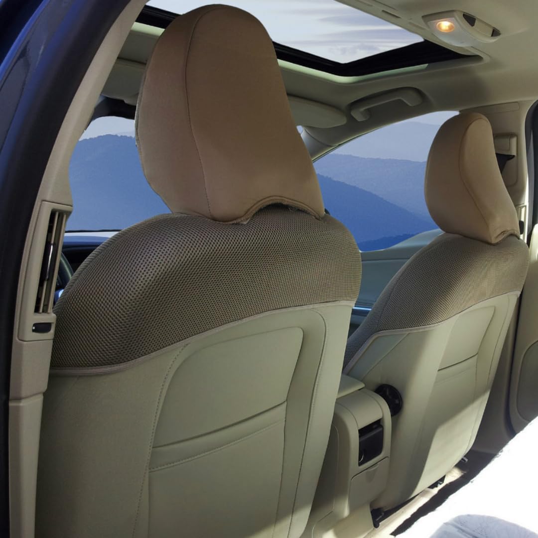 Top Car Athens || Two Front Car Seat Covers | Leatherette with Synthetic Sides | Custom Made, Compatible with Volvo C70 1997-2005 | Colour TAN - Beige