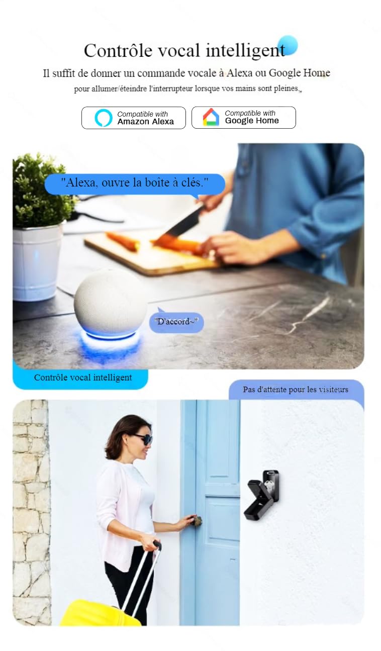 Boitier de vérouillage de clé en Aluminium étanche iP65, empreinte digitale, carte RFID, mot de Pass, Tuya App