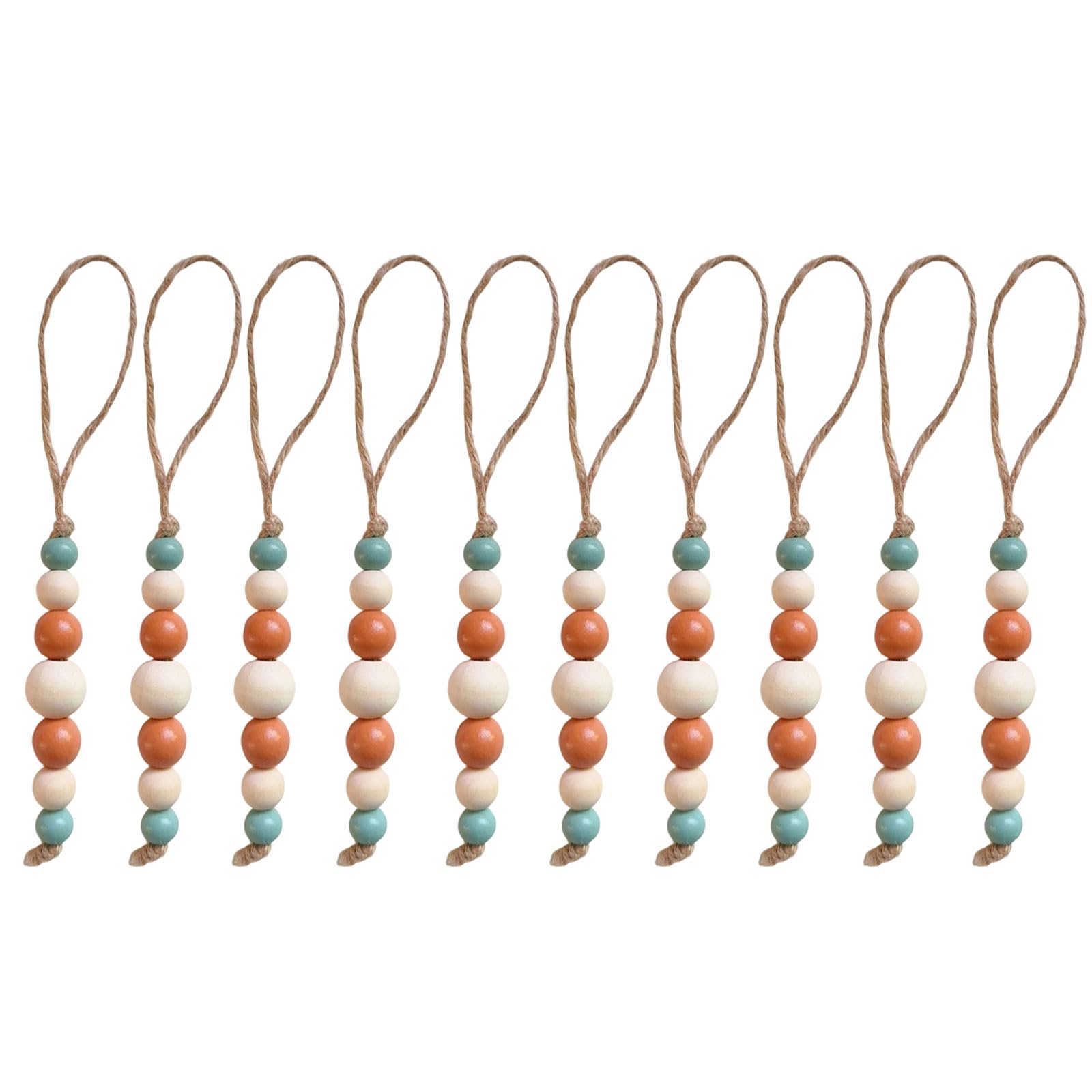 hogtnd 10 Pieces Wooden Beads Christmas Ornaments with Rope for Indoor Outdoor Christmas Decoration Bead Decoration