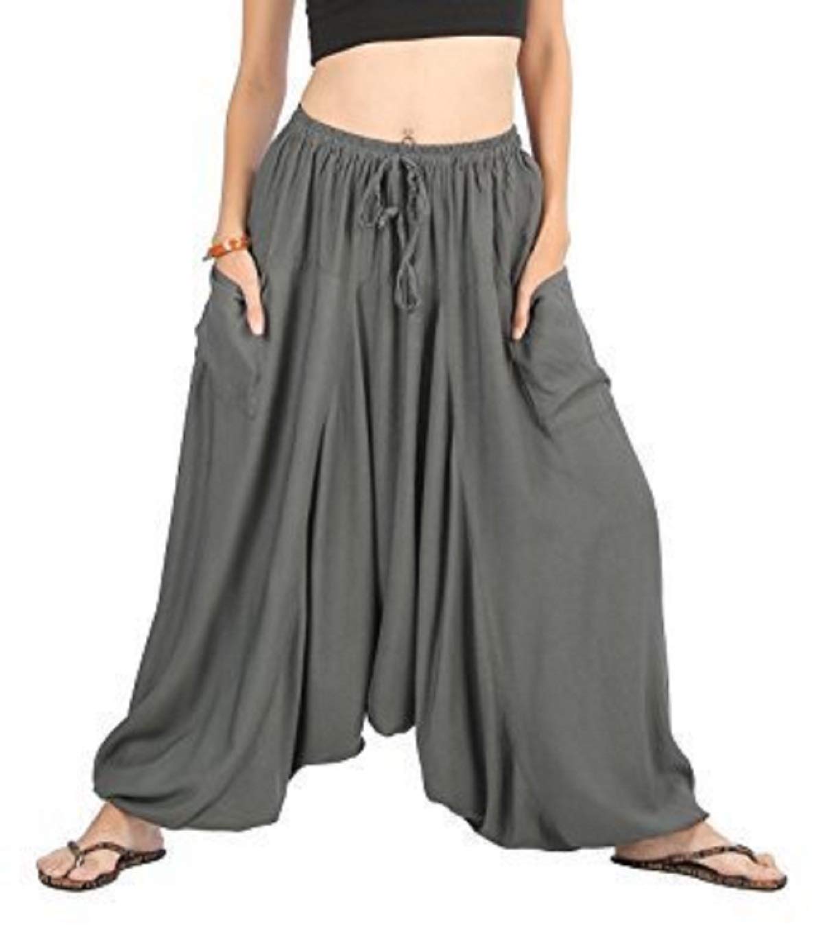 royal kurta Unisex Loose Fit Cotton Harem Yoga Pants (Men-Harem-Darkgrey_Grey_Free Size)-picture-48