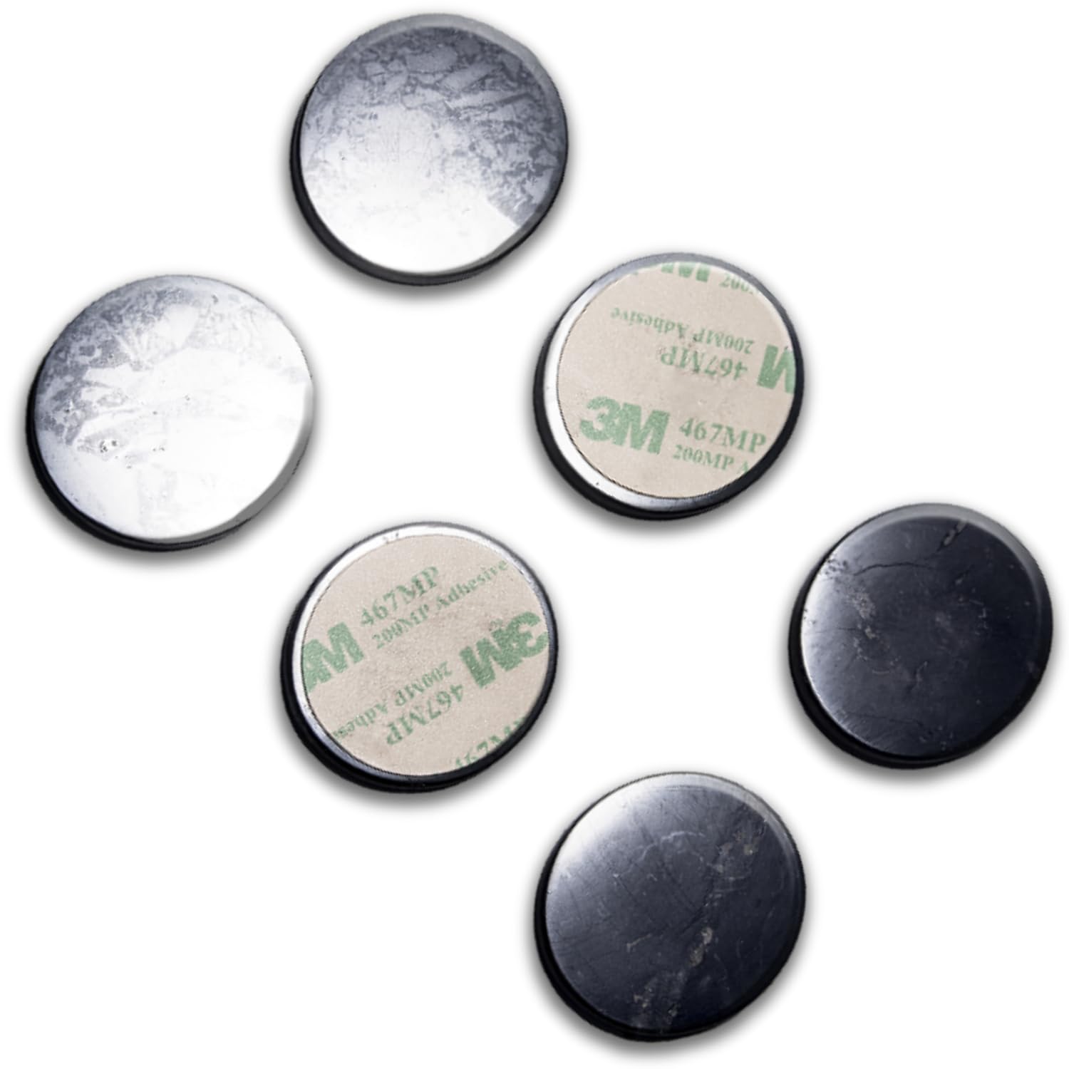 Keled RocksShungite Sticker for Cell Phone emf Protection 5G Blocker - Qty: 6 pcs Pack - Size: O 50 mm ~ 2" inch - from Real Shungite Stones Type II That Have Radiation-Absorbing Fulleren Carbon C60