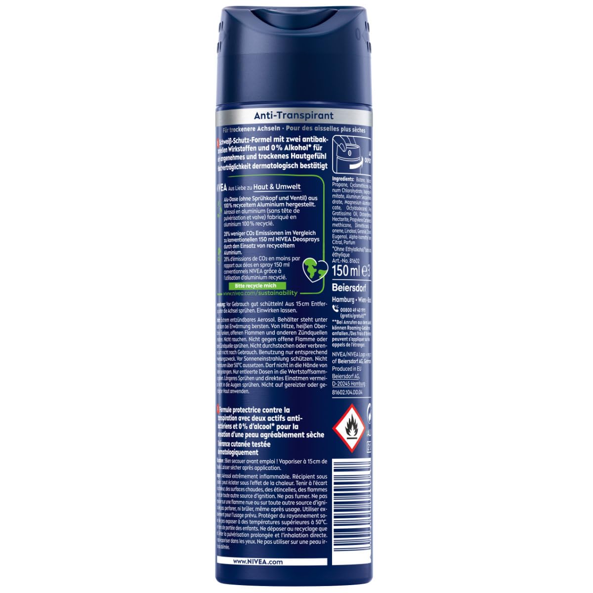 Nivea Men Dry Impact Dezodorant, 150 ml