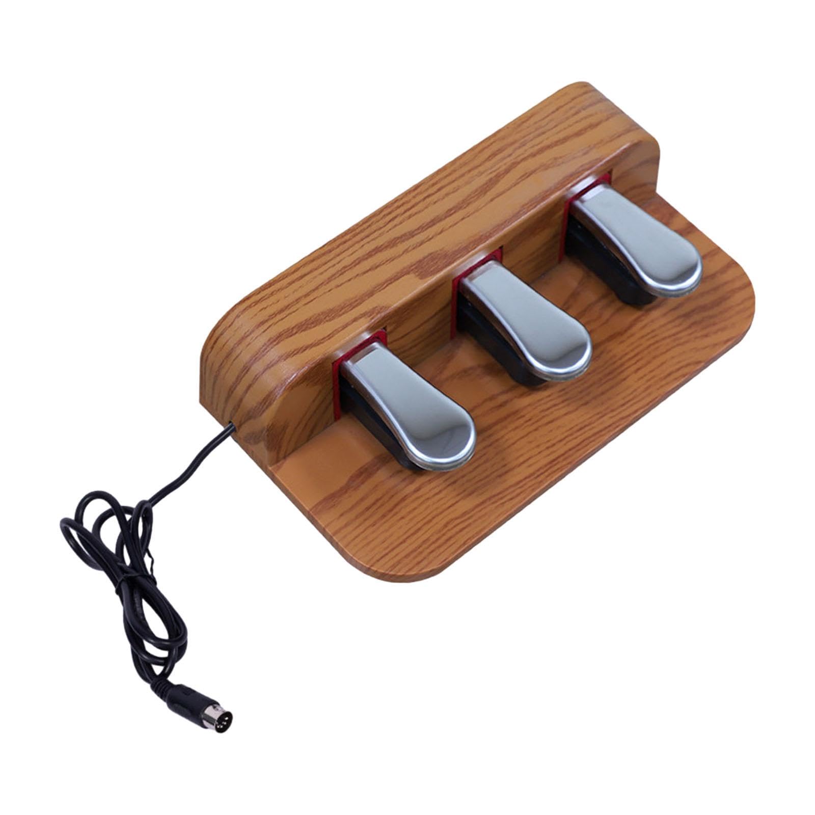 Sustain Pedal Anti-Rutsch-Dreifach-Pedal für Keyboard, E-Piano, Performance, Braun, 30 x 7,5 x 17 cm