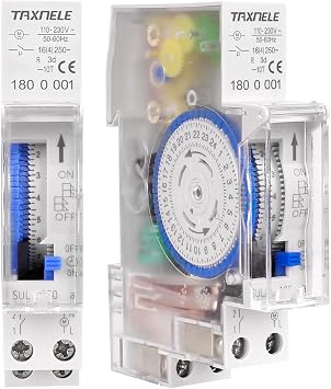 Analog Mechanical Timer Switch SUL181H SUL181D 110-230VAC 24 Hours 15 Minutes Interval Manual/Auto Controller Time Switch Din Rail Programmable Time Relay for Pump SUL180a