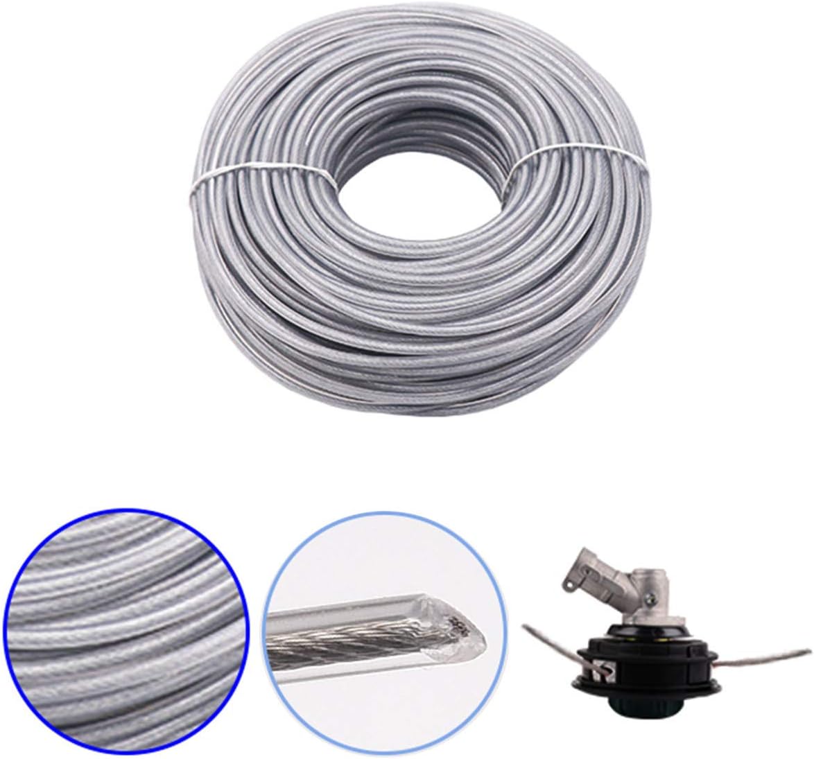 Nylon Steel Trimmer Line Diameter 0.095 inch by Length 98 feet VÉZAAR Grass Trimmers String Lines Lawn Mower Wire