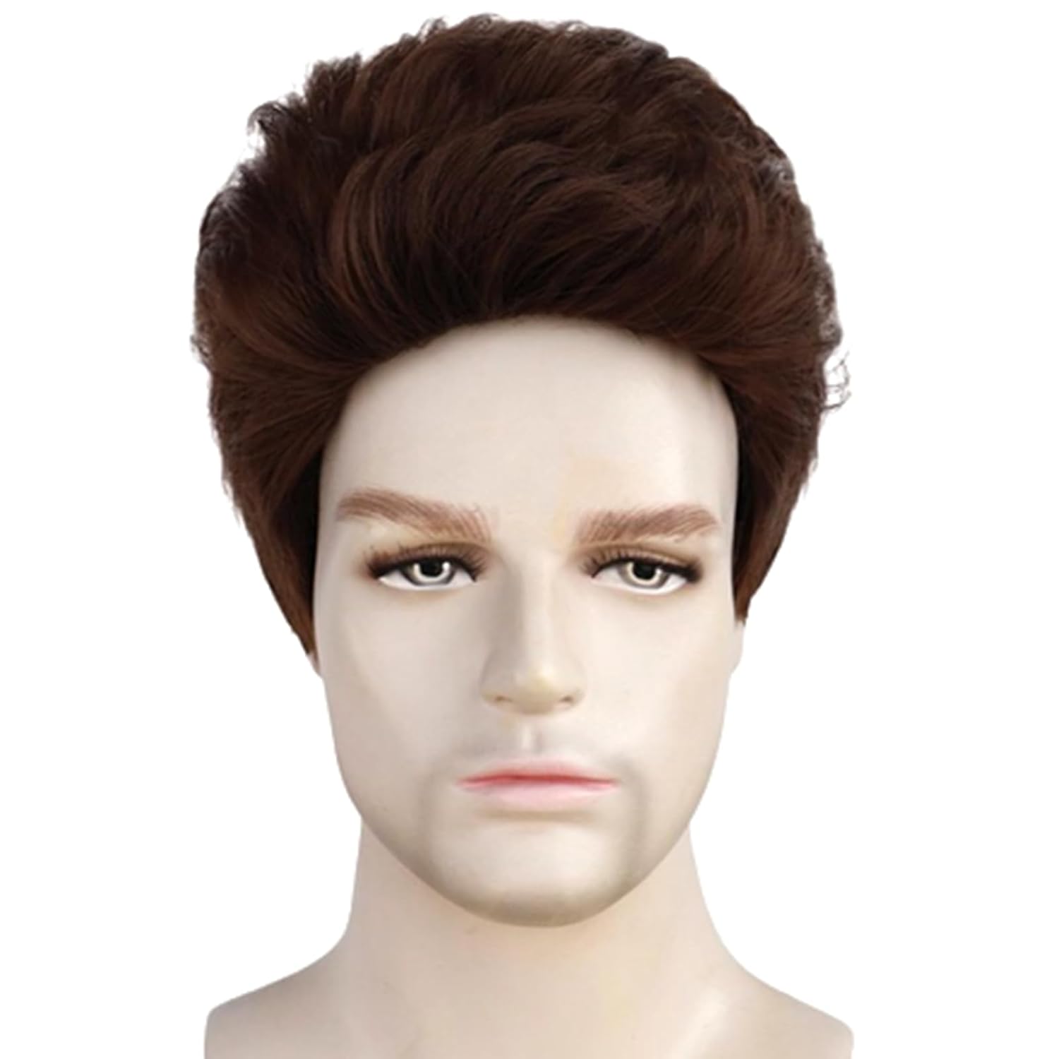 Mens Brown Wig Short Guy Brown Wig Handsome Male Layered Hair Heat Resistant Synthetic Hair for Halloweeen Cosplay Costume Party Mens Brown Wig Short Guy Brown Wig Handsome Male Layered Hair Heat Resistant Synthetic Hair for Halloweeen Cosplay Costume Party