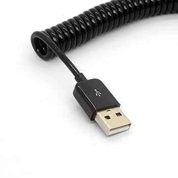 Amazon | ミニUSBケーブルスパイラルコイル状USB 2.0-AからミニB