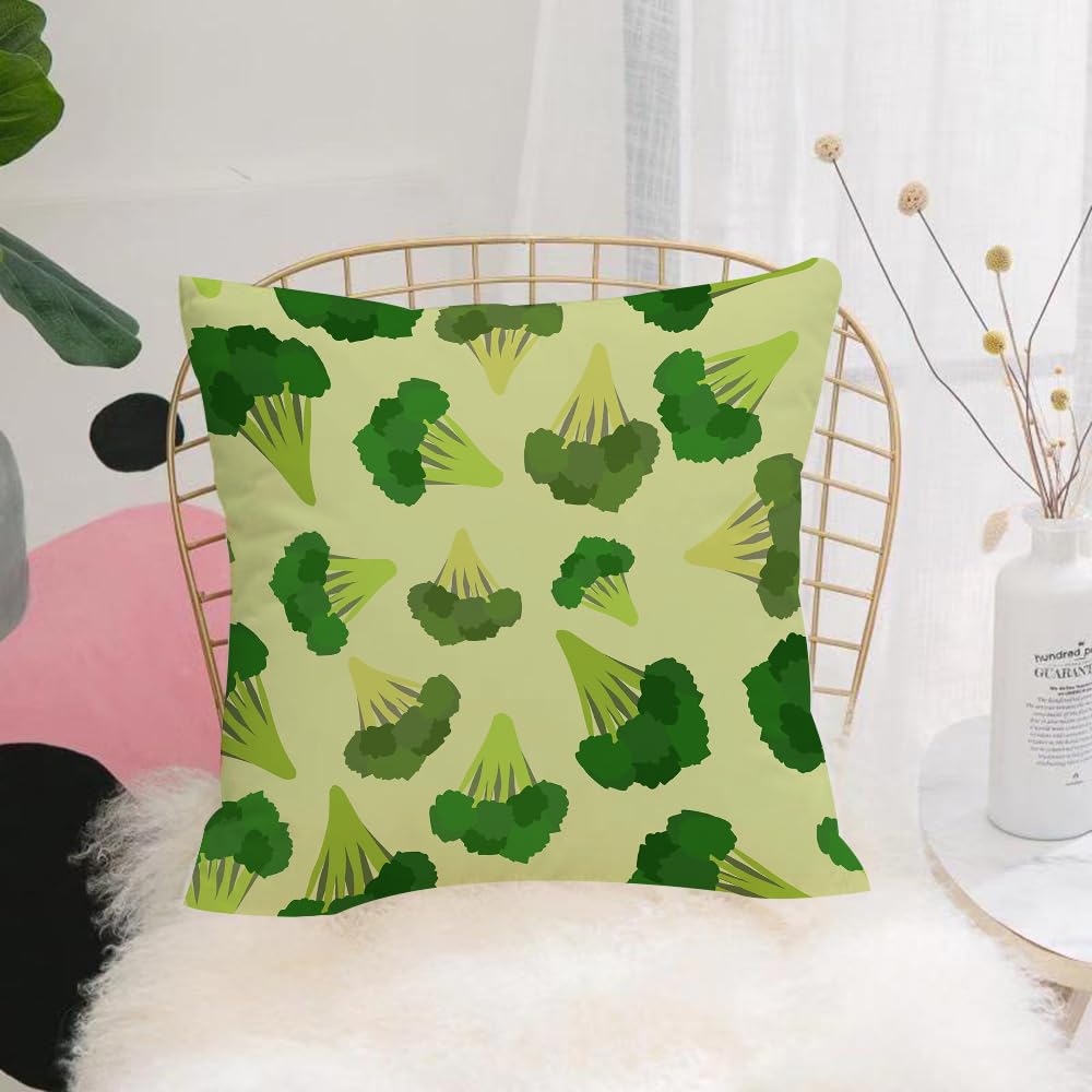 HYOSXW Cushion Cover,Throw Pillow Case Home Decorative for Living Room Bedroom Sofa Chair 16X16 Inch,Green broccoli Background vegetable,Pillowcase 40X40cm
