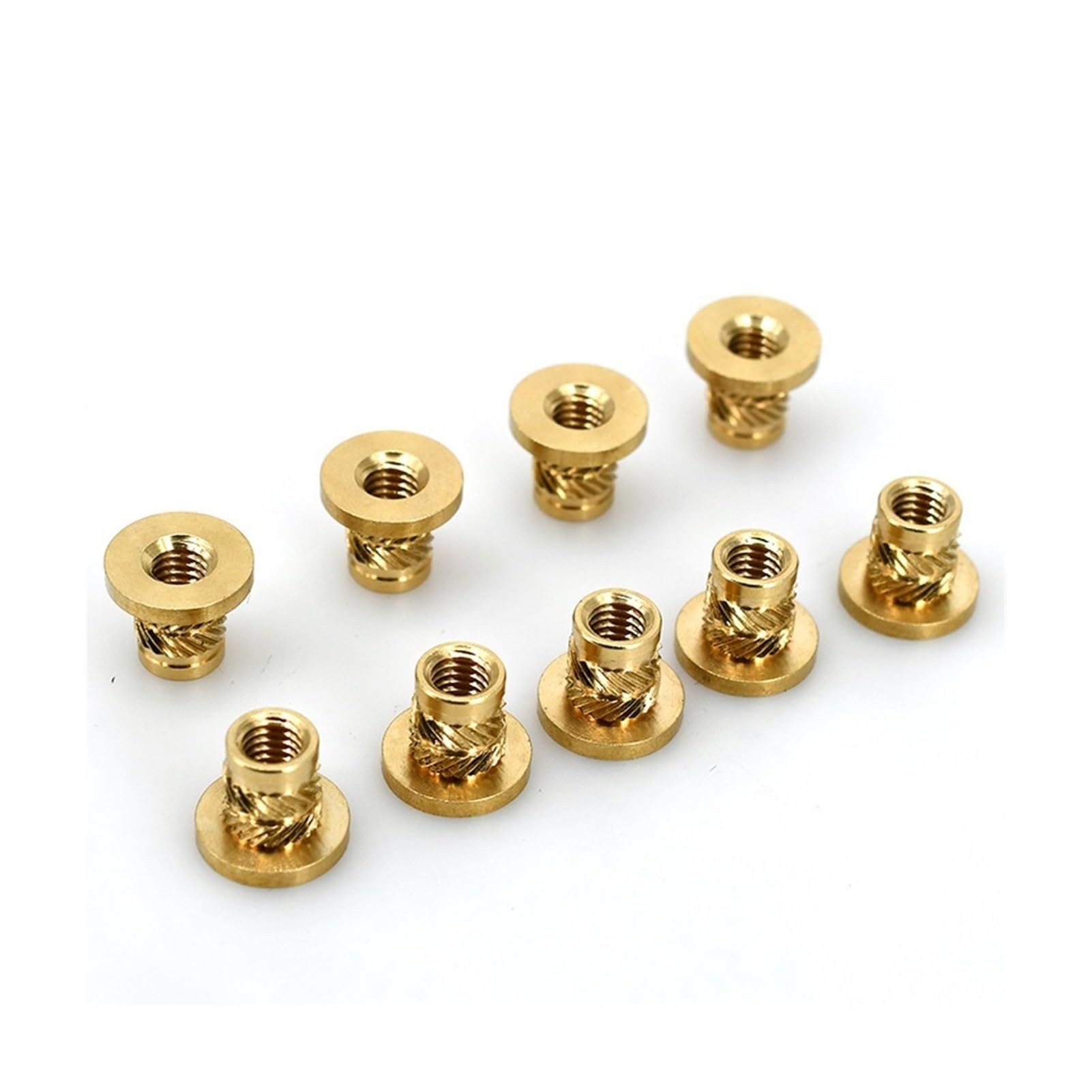 WALENI M2 M2.5 M3 M3.5 M4 M5 M6 M8 Brass Hot Melt Insert Knurled Flange Copper Nut Thread Heat Molding Injection Embedment T-Type Nut(M2x3xOD3.6 20pcs