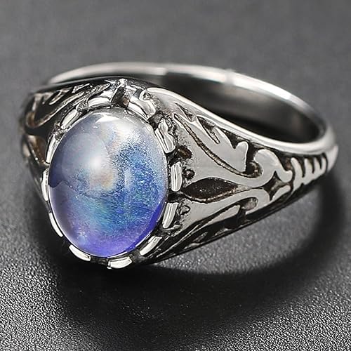 Vista 6 de Jude Jewelers Anillo de San Valentín de acero inoxidable con cambio de color sensativo que cambia el estado de ánimo