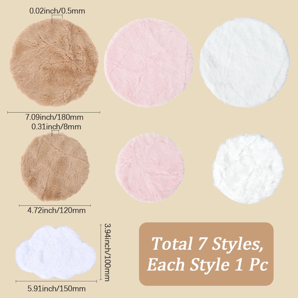 GORGECRAFT 7 Styles Miniature Carpet Dollhouse Rug Mini Doll House Decor Miniature Dollhouse Area Rug Polyester Fluffy 1/12 Scale Dollhouse Round&Cloud Rugs Velet Carpet for Furniture Decoration - Image 2