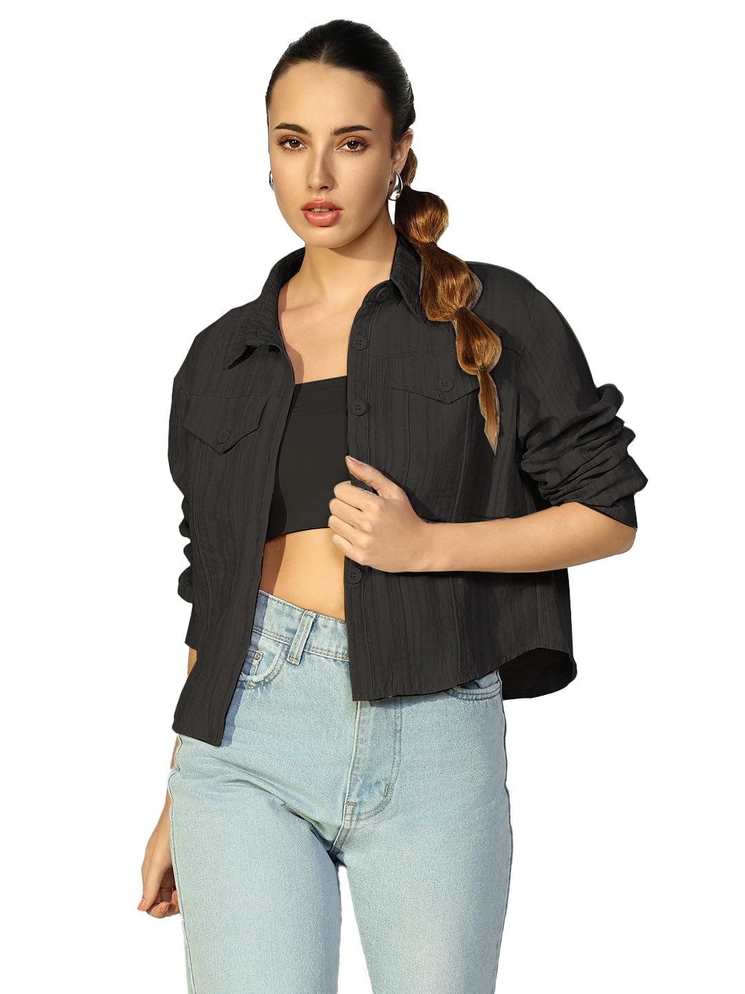 Edition Women's Black Solid Jacket-CHN-23231_Black-P-image-7