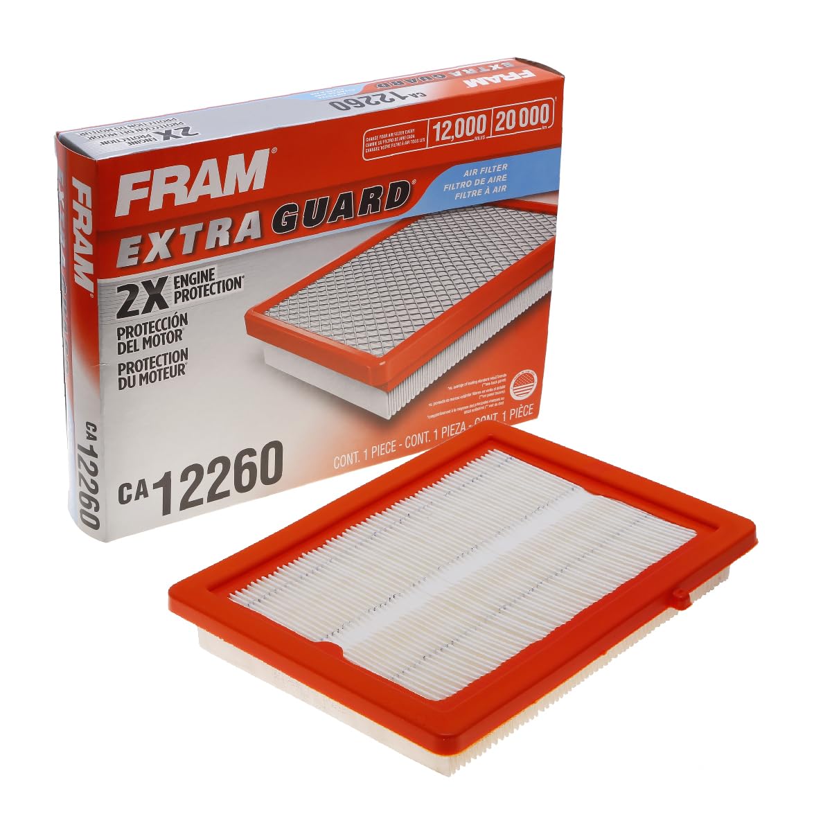 FRAM Extra Guard CA12260 Replacement Engine Air Filter for Select Chevrolet Equinox and GMC Terrain (1.5L, 1.6L & 2.0L) Models, Provides Up to 12 Months or 12,000 Miles Filter Protection