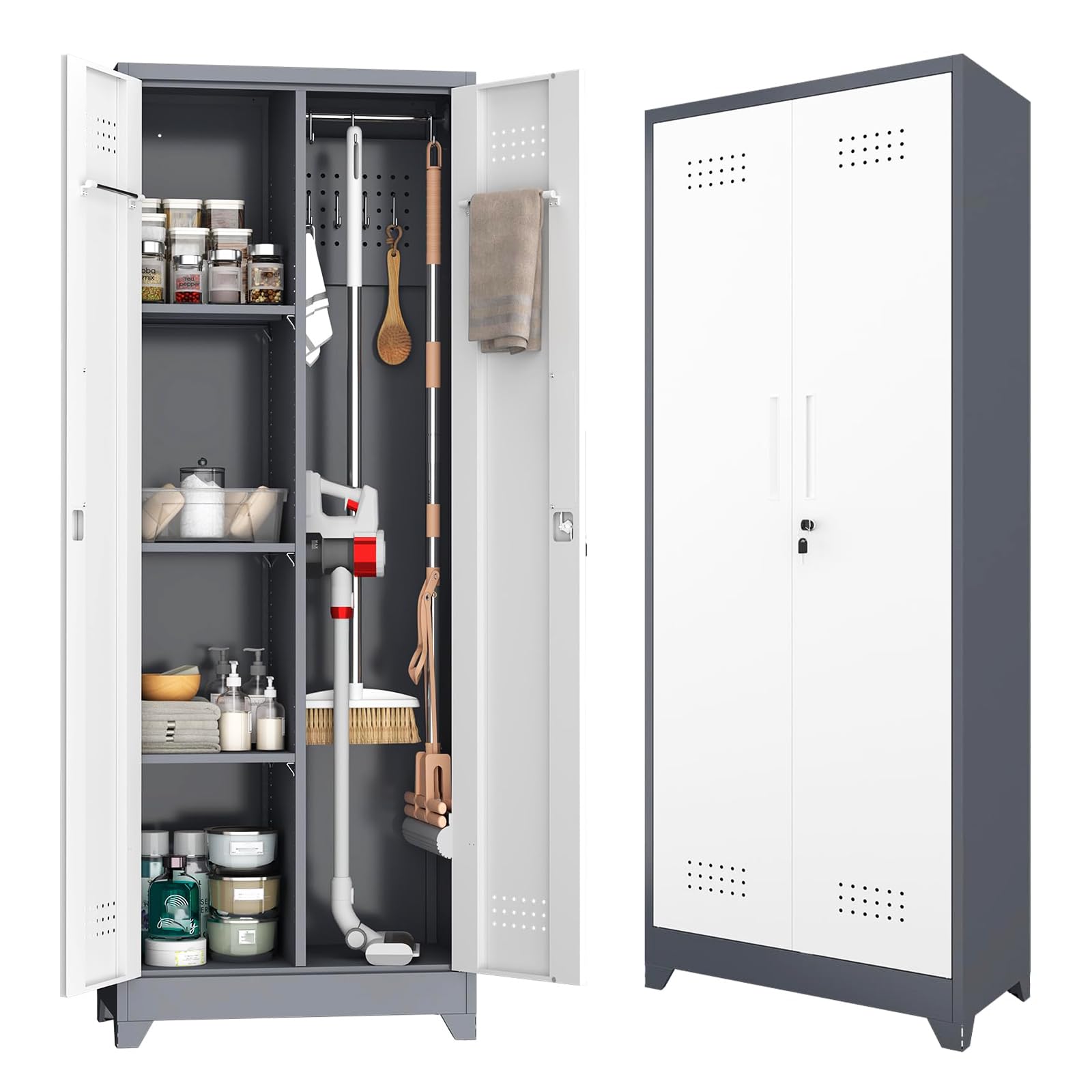 Amazon.com: NICEGDLT Metal Storage Cabinet with Lockable Doors, 65