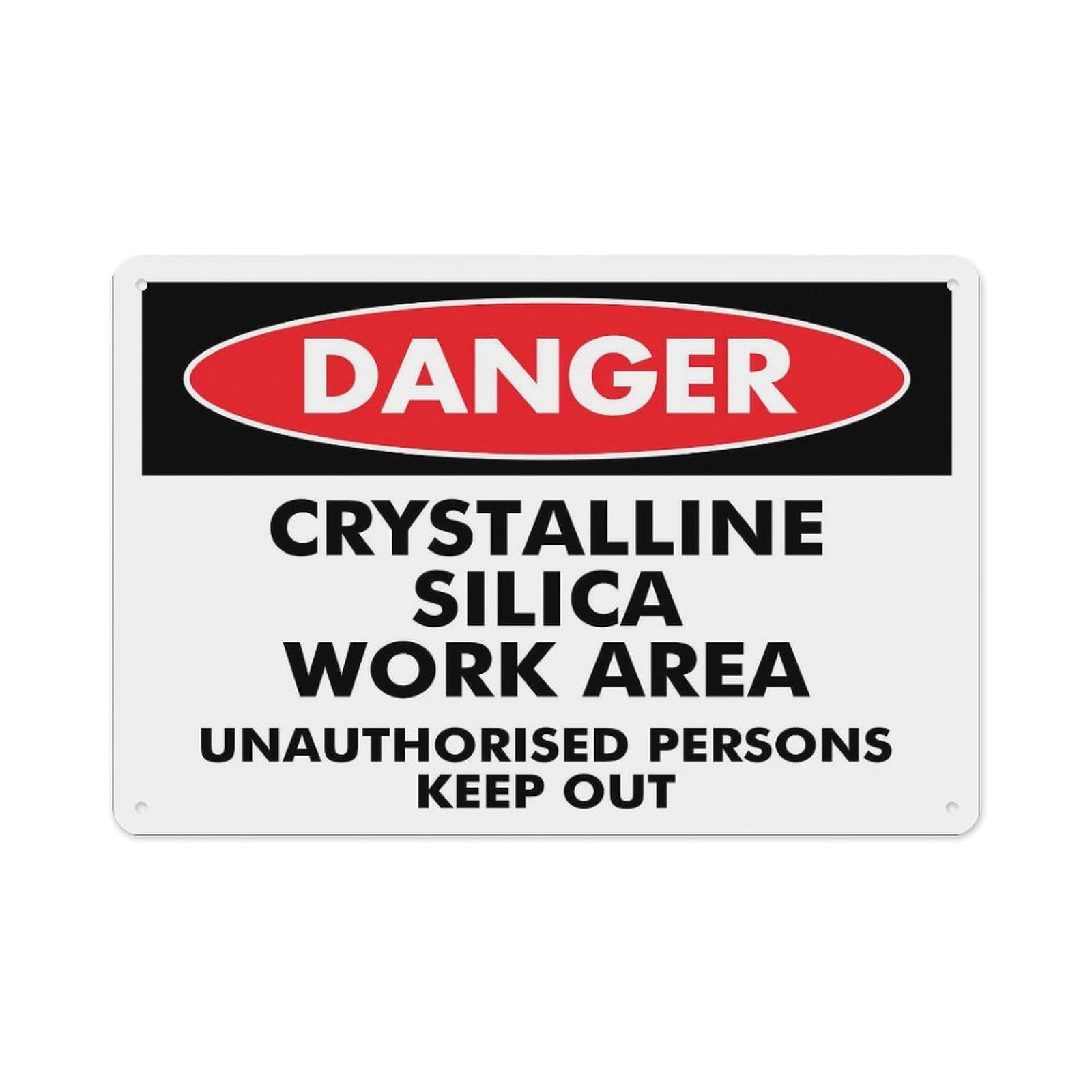 peiyeety Danger Crystalline Silica Work Area Sign Aluminum Tin Warning Signs for Home Outdoor Garden 8X12 Inches