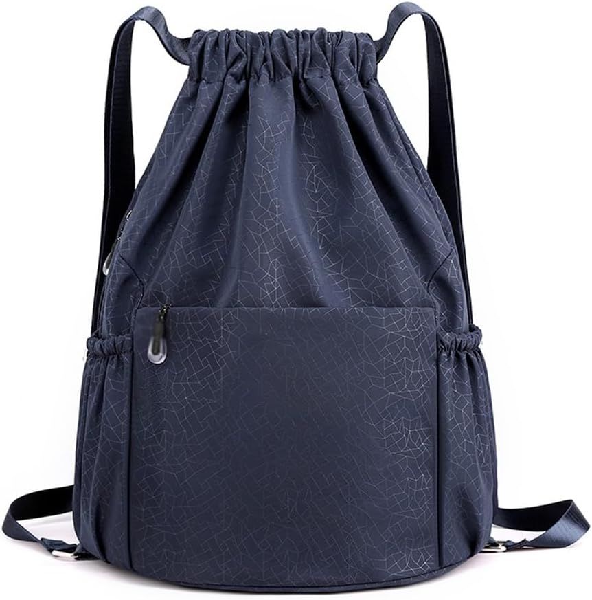 Gym Drawstring Bags, Waterproof Backpack with Zipper Pocket Cinch