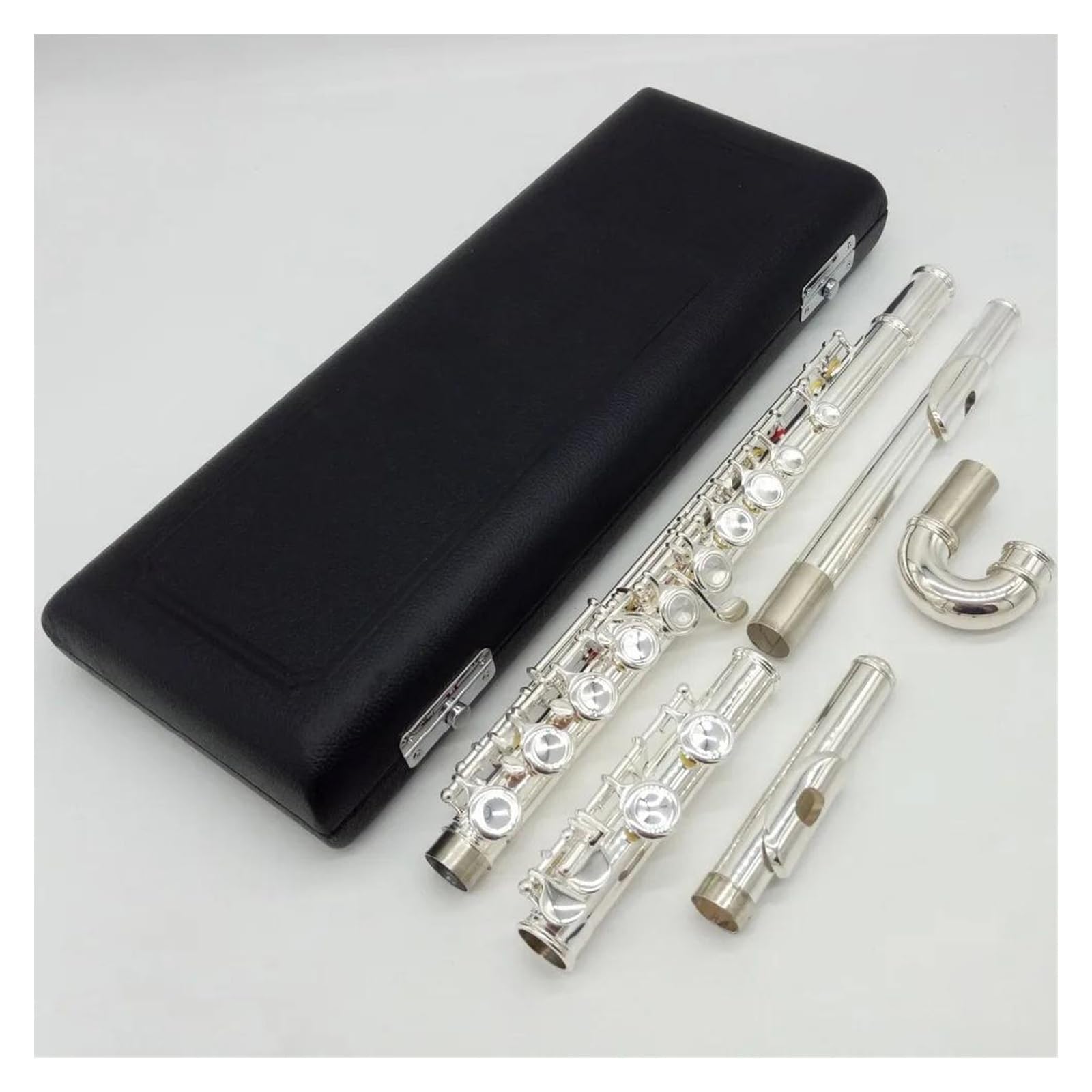 Professionale Flauto Traverso Flauto Placcato Argento Strumento Studente Testata Curva Flauti C Gamba 16 Fori Chiusi Chiave E Flauto