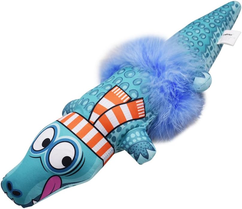 ThxMadam Catnip Cat Toys, Interactive Cat Toy Crocodile Fish Cat Pillow Cat Scratcher Chew Crinkle Toys with Catnip and Bell Feather for Indoor Kitten
