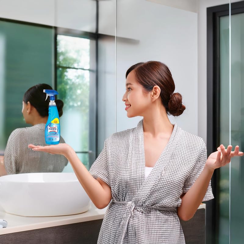 Image of Puerto 1 Ltr (Pack of 2) Glass and Surface Cleaner Liquid Spray Refill|Glass Cleaner for Car, Kitchen and Home Surfaces | Multi Surface Cleaner