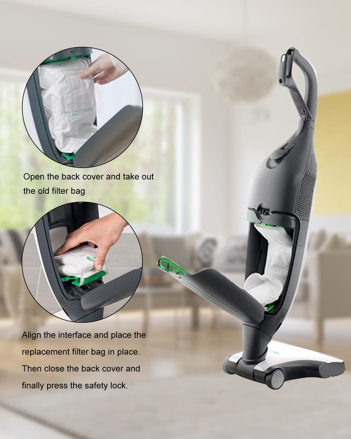 VACS 16 Sacchetti Per Aspirapolvere Per VORWERK FP 200 - Tessuto Non Tessuto 5 Strati + 4 Filtri Motore - 2