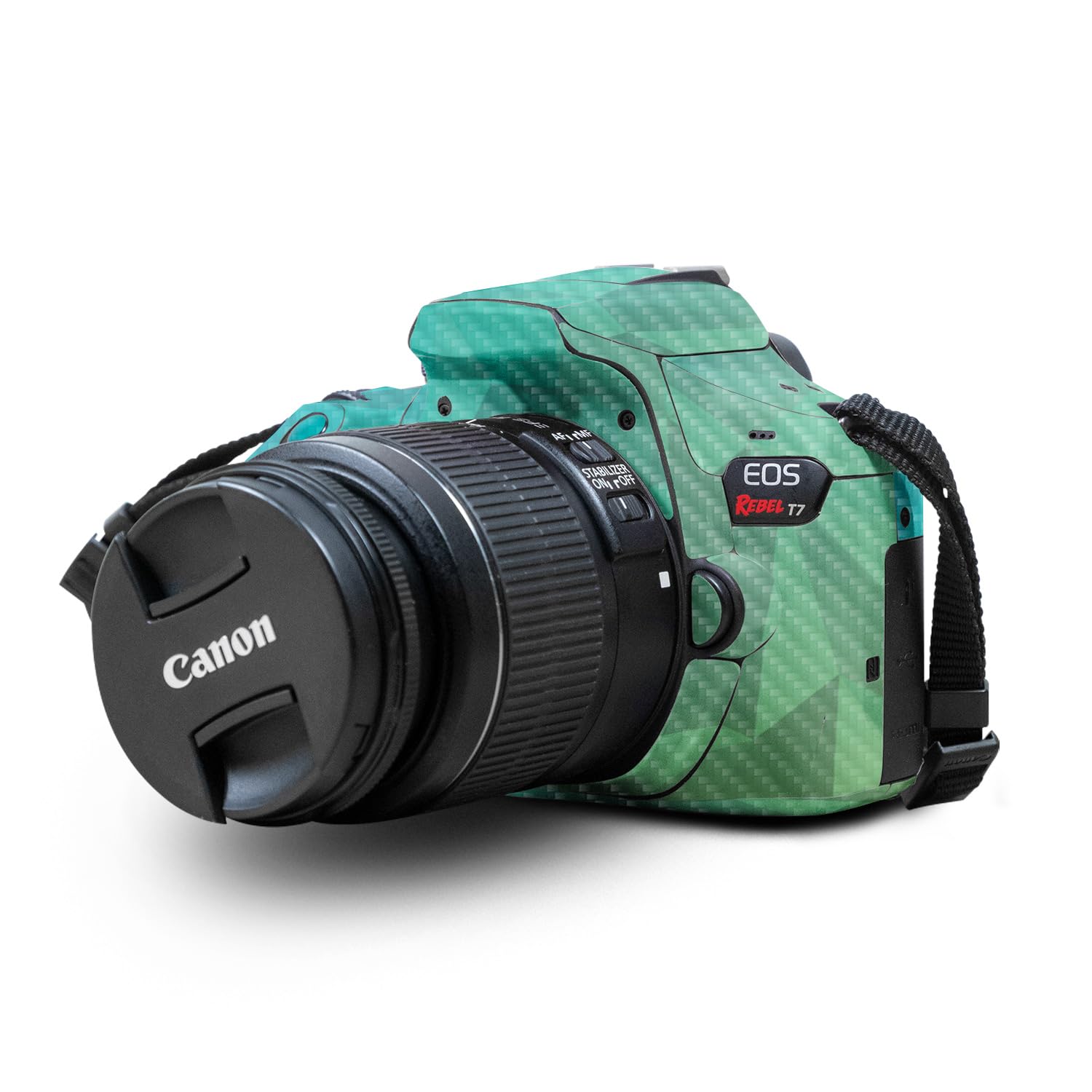 Carbon Fiber Skin Compatible with Canon EOS Rebel T7 Camera - Blue Green Polygon - Premium 3M Vinyl Protective Wrap Decal Cover - Easy to Apply | Crafted in The USA by MightySkins