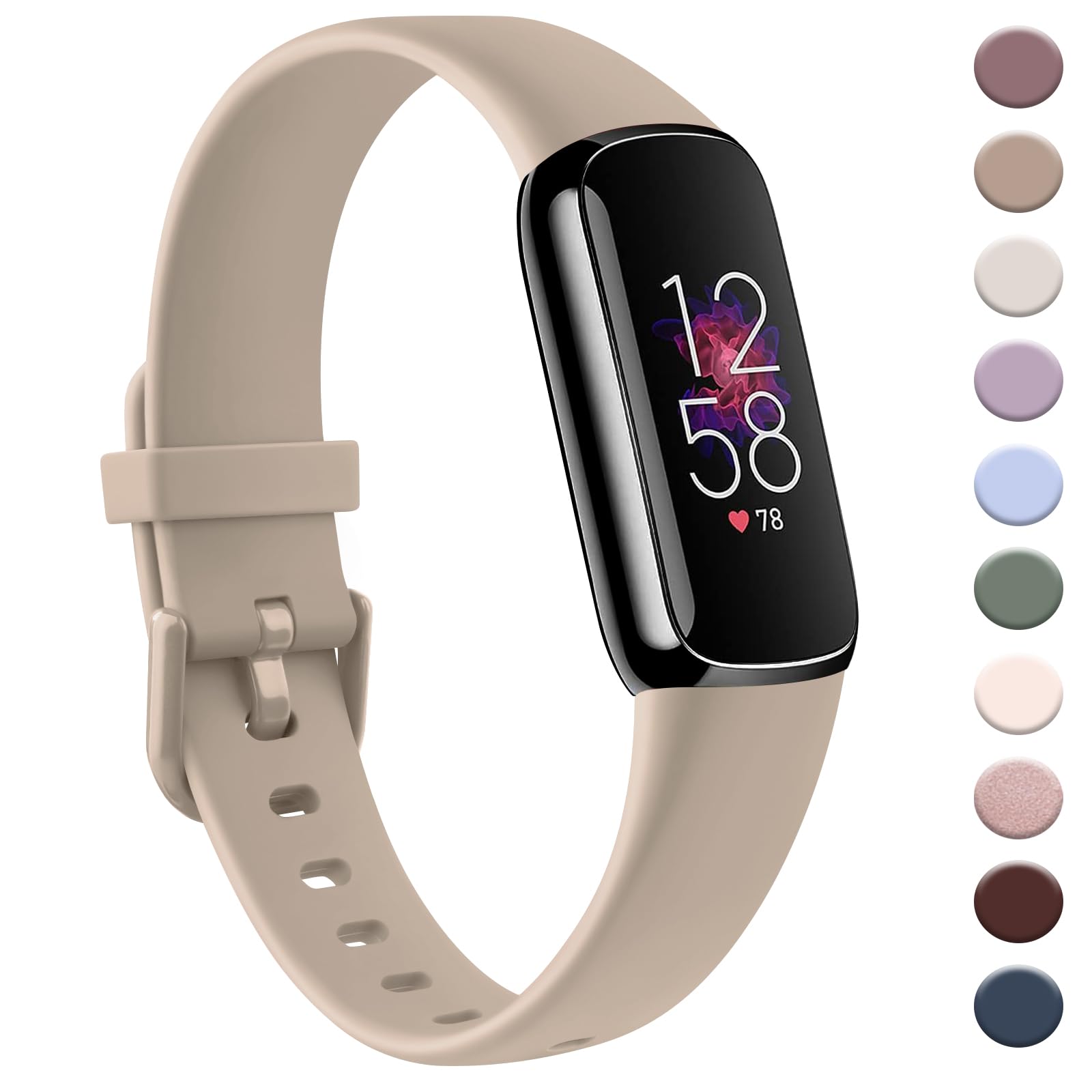 AK Sport Band Compatible with Fitbit Luxe Bands for Women Men, Soft Silicone Replacement Sport Straps Wristbands for Fitbit Luxe Fitness and Wellness Tracker (Small,Milk Tea) — image 1