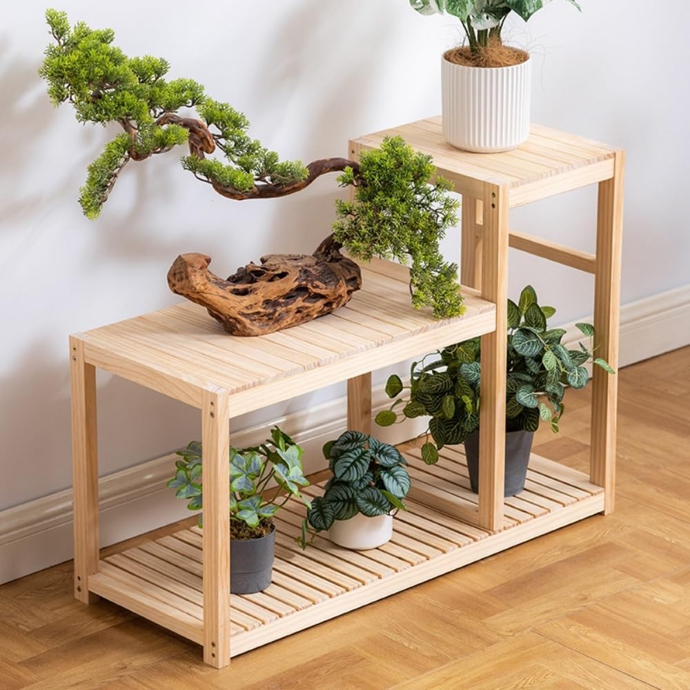 Fish Tank Stand, Wood Aquarium Stand, Plant Stand, Modern Flower Holder, 3 Tier Storage Shelves, Stand Utility Storage Shelf for Living Room, Balcony, Home Office(90cm/35.4in)