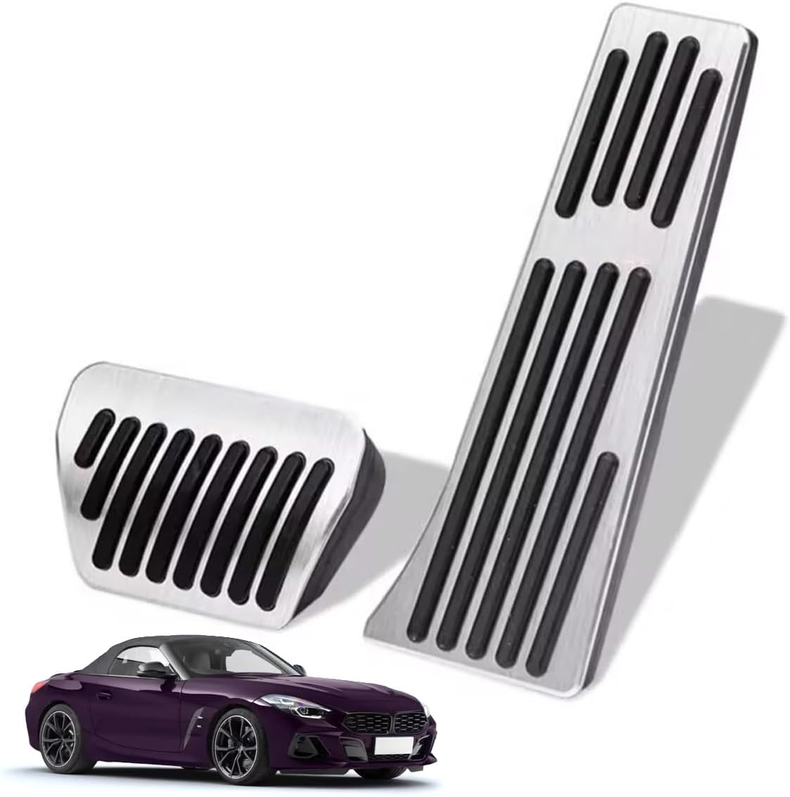 Car Pedal Covers for BMW Z4 2022 2023 2024 2025 2026, Auto Aluminum Gas Pedal Covers Accessories Replacement, Non-Slip Accelerator Brake Foot Rest Pedals(Set of 2)