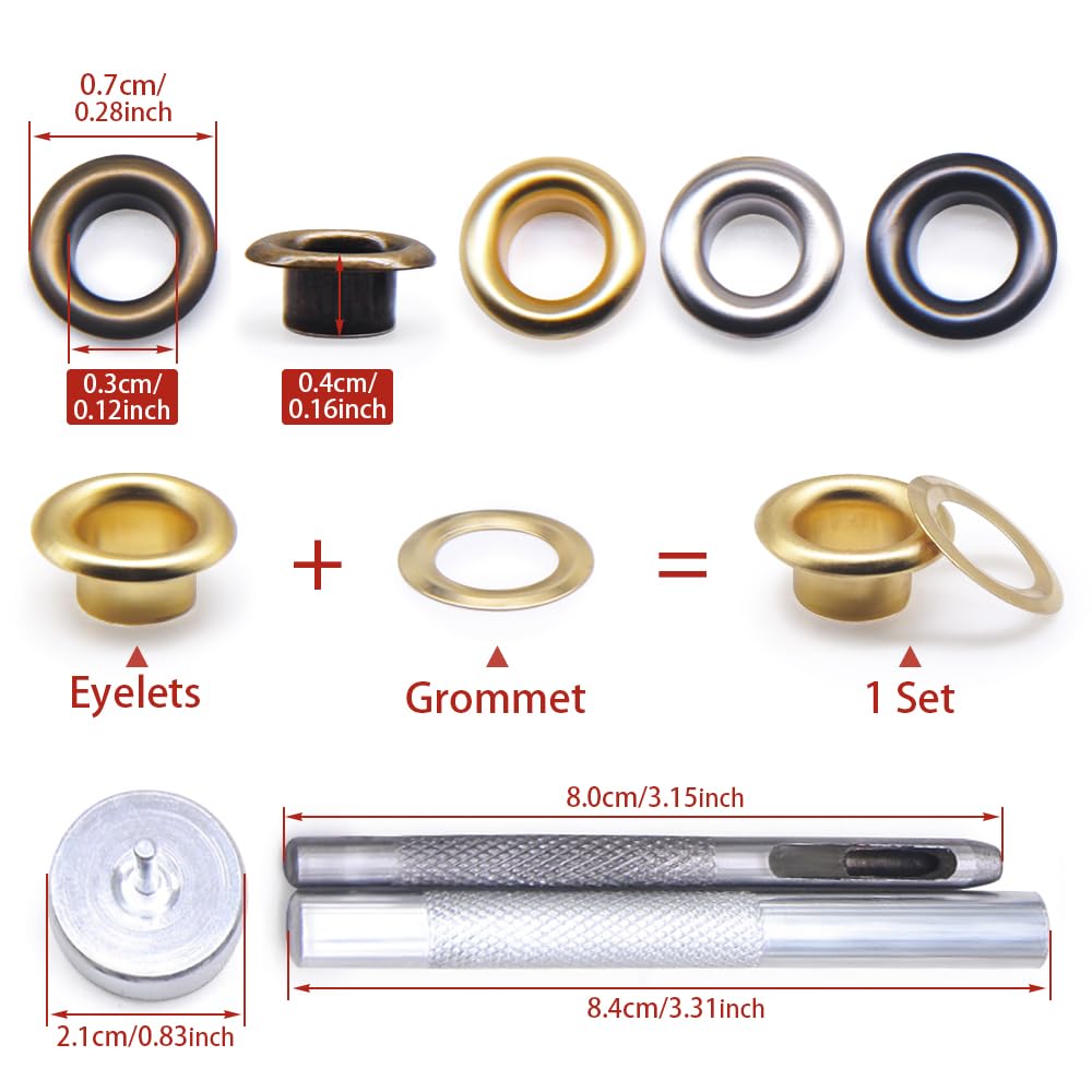 Jamsinmu 3mm Grommet Tool Kit 800 works Sets Grommet Adjusting Tool with Eye Pliers Eyelet Tool Set for Leather Canvas Tarpaulin Tent 100# Inner 3mm - Image 3