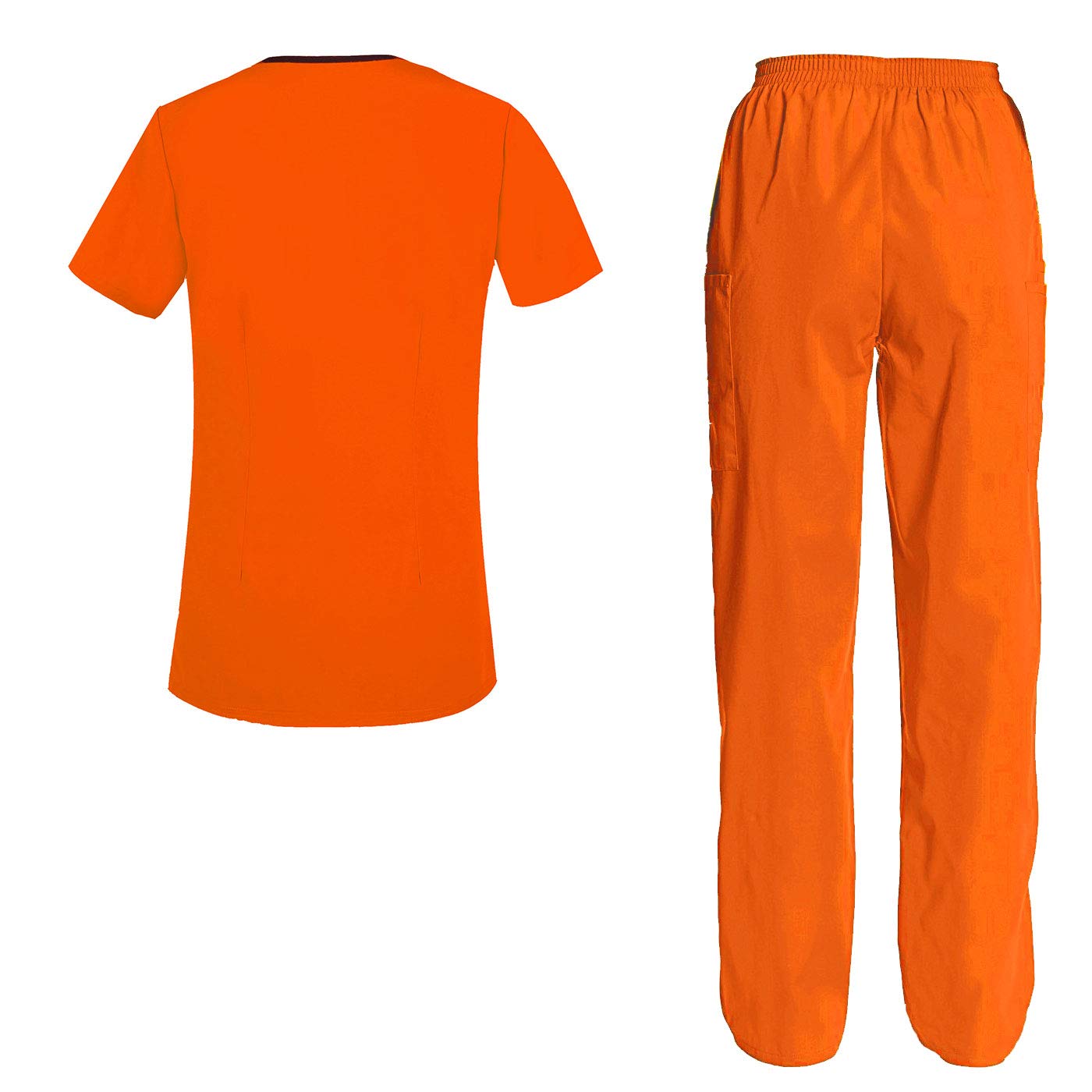 Women's Scrubs Set Scrub Top and Pants Scrubs Set Orange